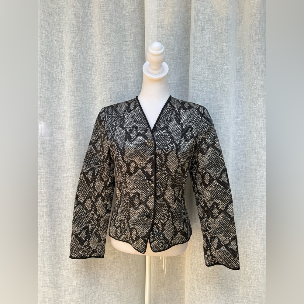 1990 Python Snake Skin Silk Quilted Rhinestone Bu… - image 1